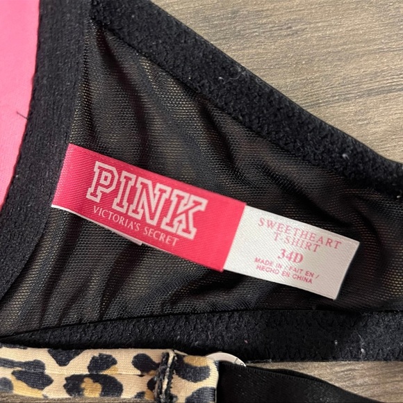 Victoria’s Secret PINK Animal Print TShirt Sweetheart Bra 34D - Picture 7 of 9